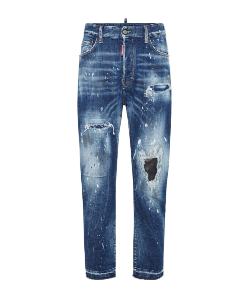 Dsquared2 Distressed Slim Jeans In Blue