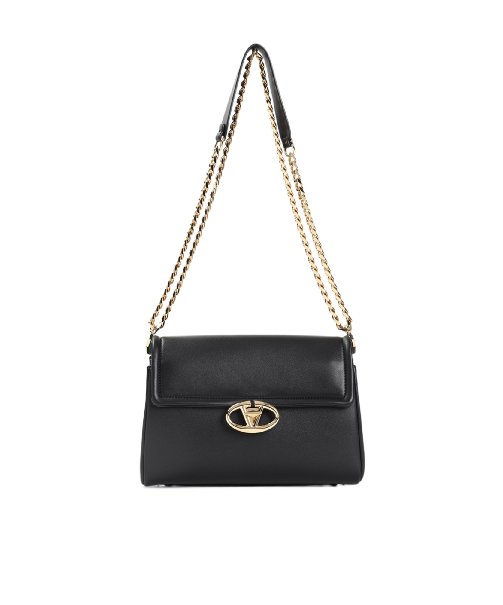 Valentino Vlogo The Bold Leather Medium Bag In Black
