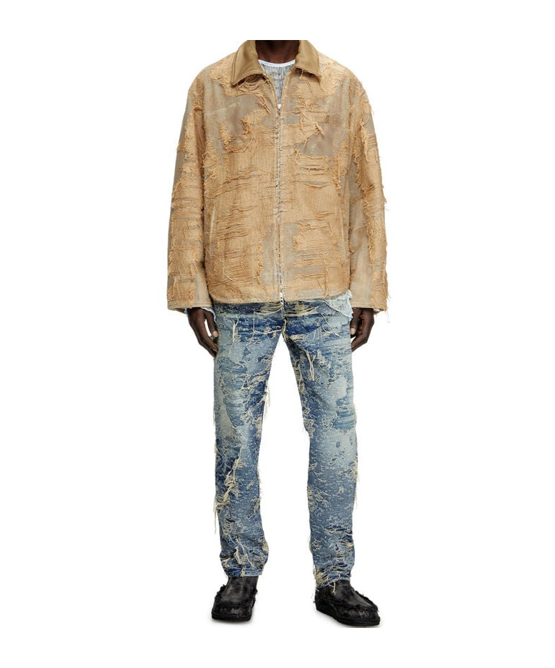 Diesel Jacket In Overdyed Floating-thread Denim In Nude