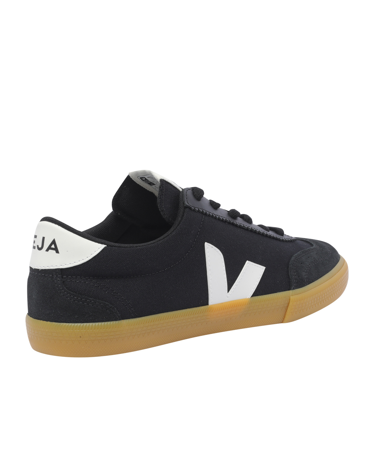 Veja Volley Black Sneaker With Side Logo And Lettering Logo On The Heel In Organic Cotton Unisex In Black