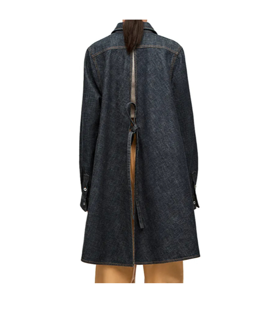 Loewe Long-sleeved Denim Coat In Blue