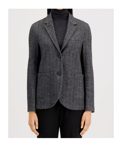 Harris Wharf London Herringbone-pattern Wool Jacket In Black