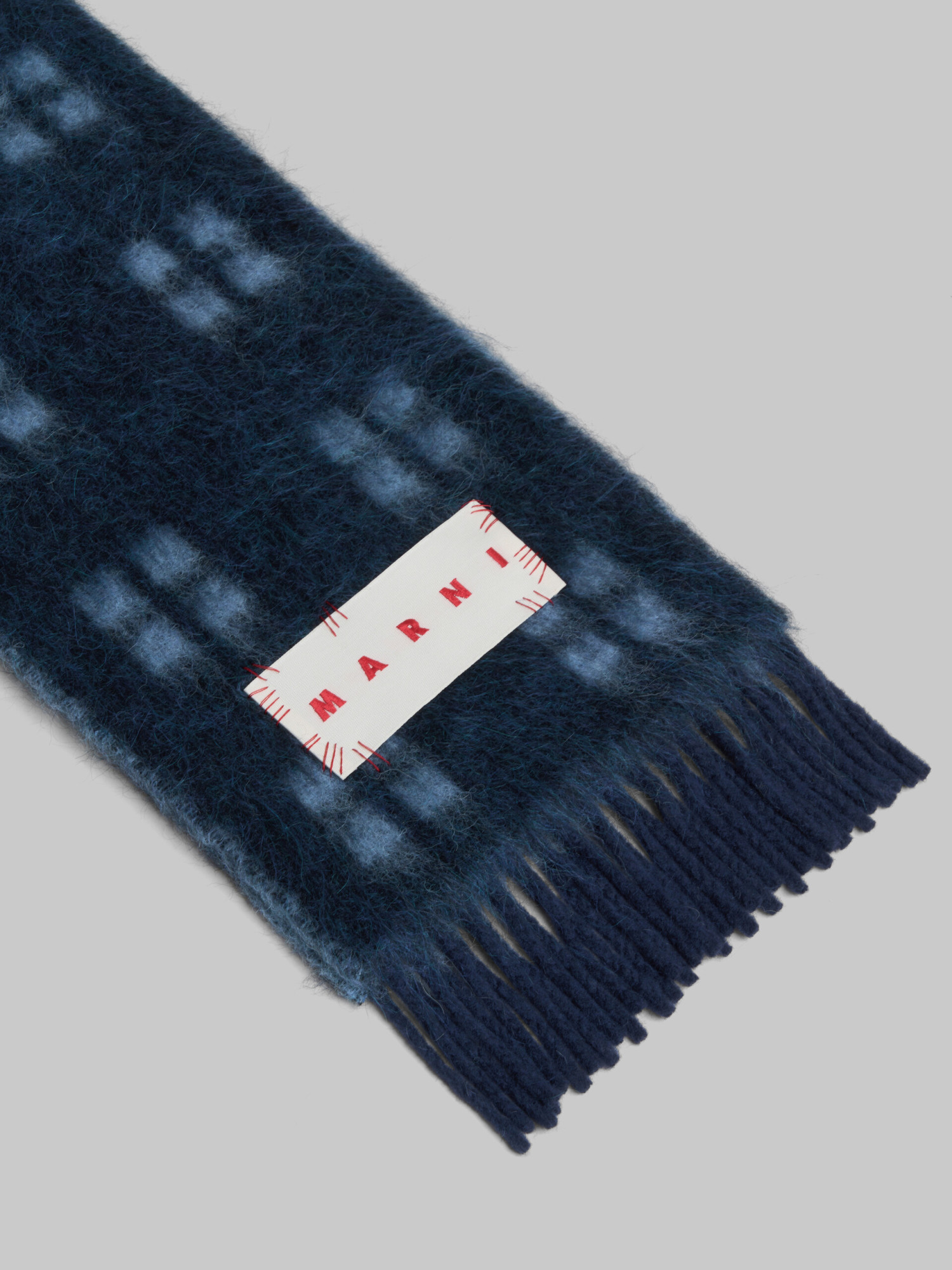 Marni Logo-patch Alpaca Wool-blend Scarf In Blue