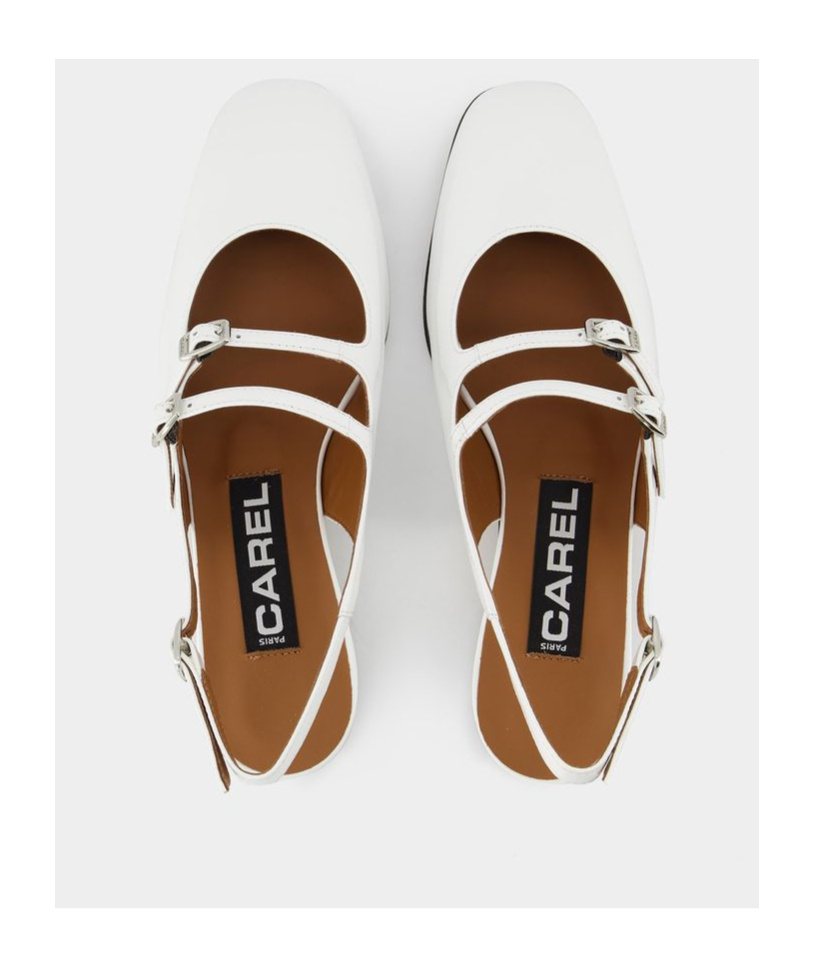 Carel Paris Patent Leather Pêche Slingback Mary Jane In White