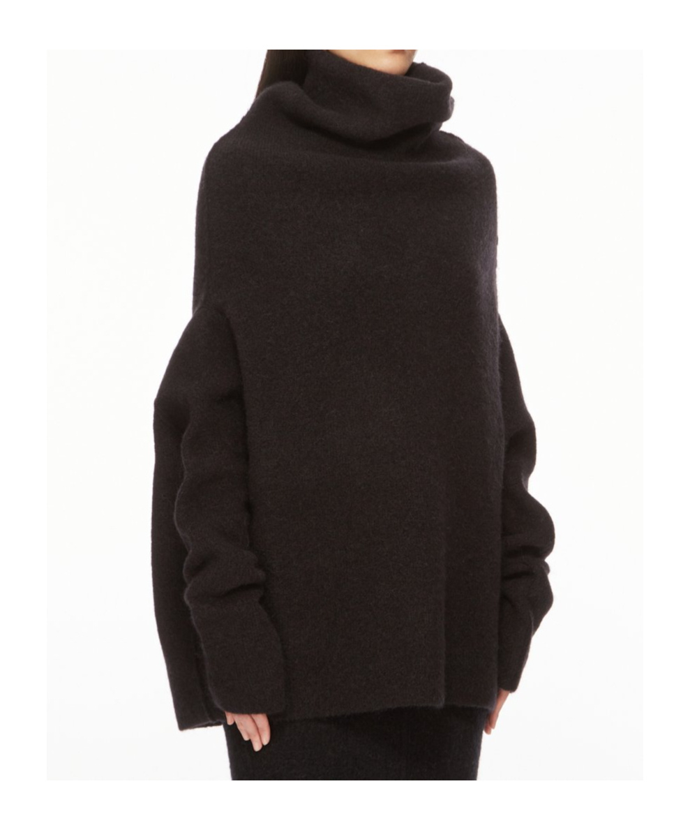 Rick Owens Long-sleeved Alpaca Sweater In Black