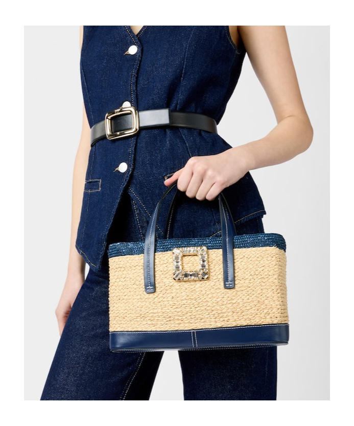 Roger Vivier Viv' Skate Shopping Bag In Raffia