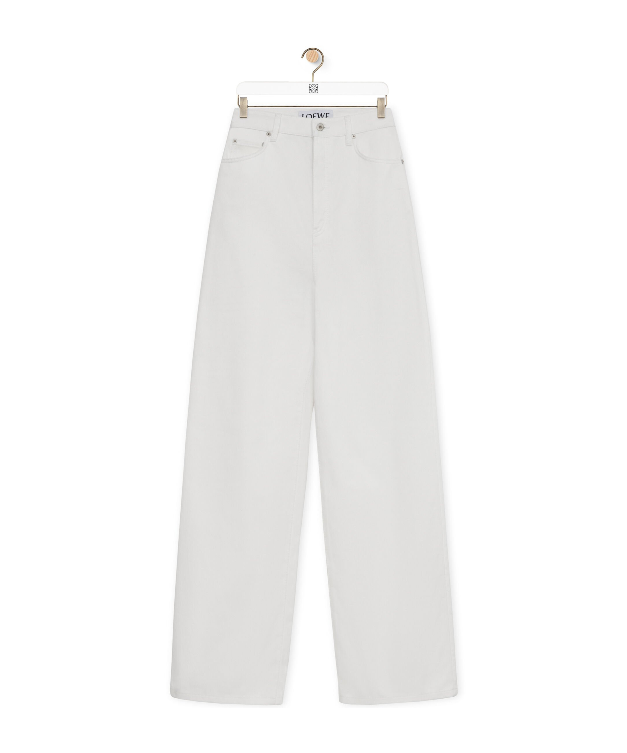 Shop Loewe High Waisted Jeans In Cotton In White