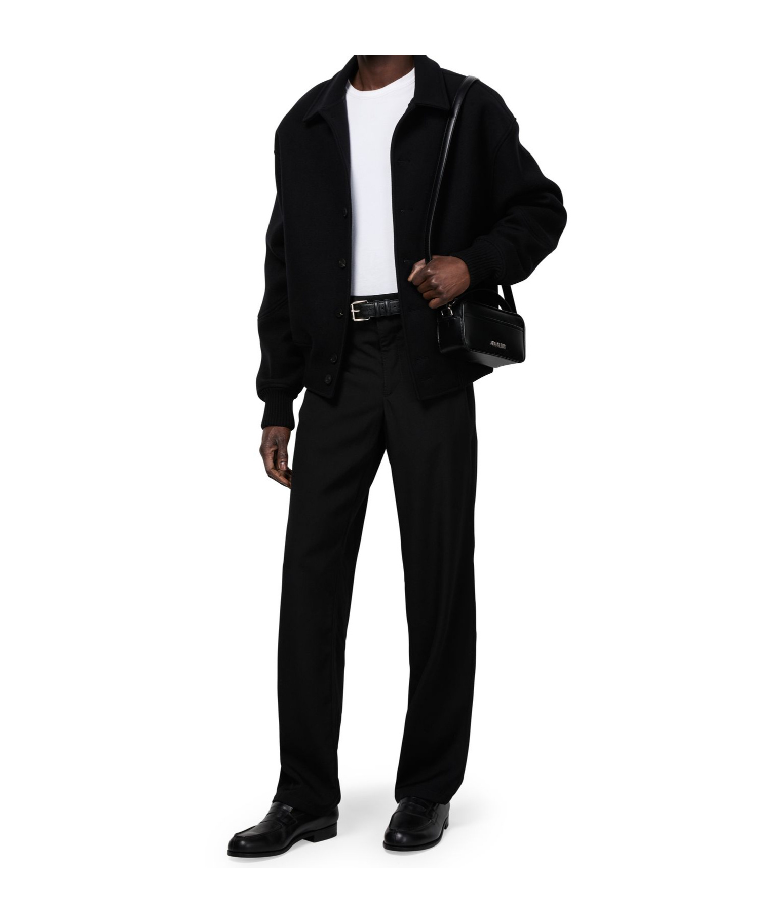 Shop Jacquemus Baneto Shoulder Bag In Black