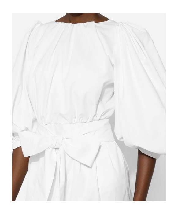 Dolce & Gabbana Puff-sleeve Cotton Dress In White