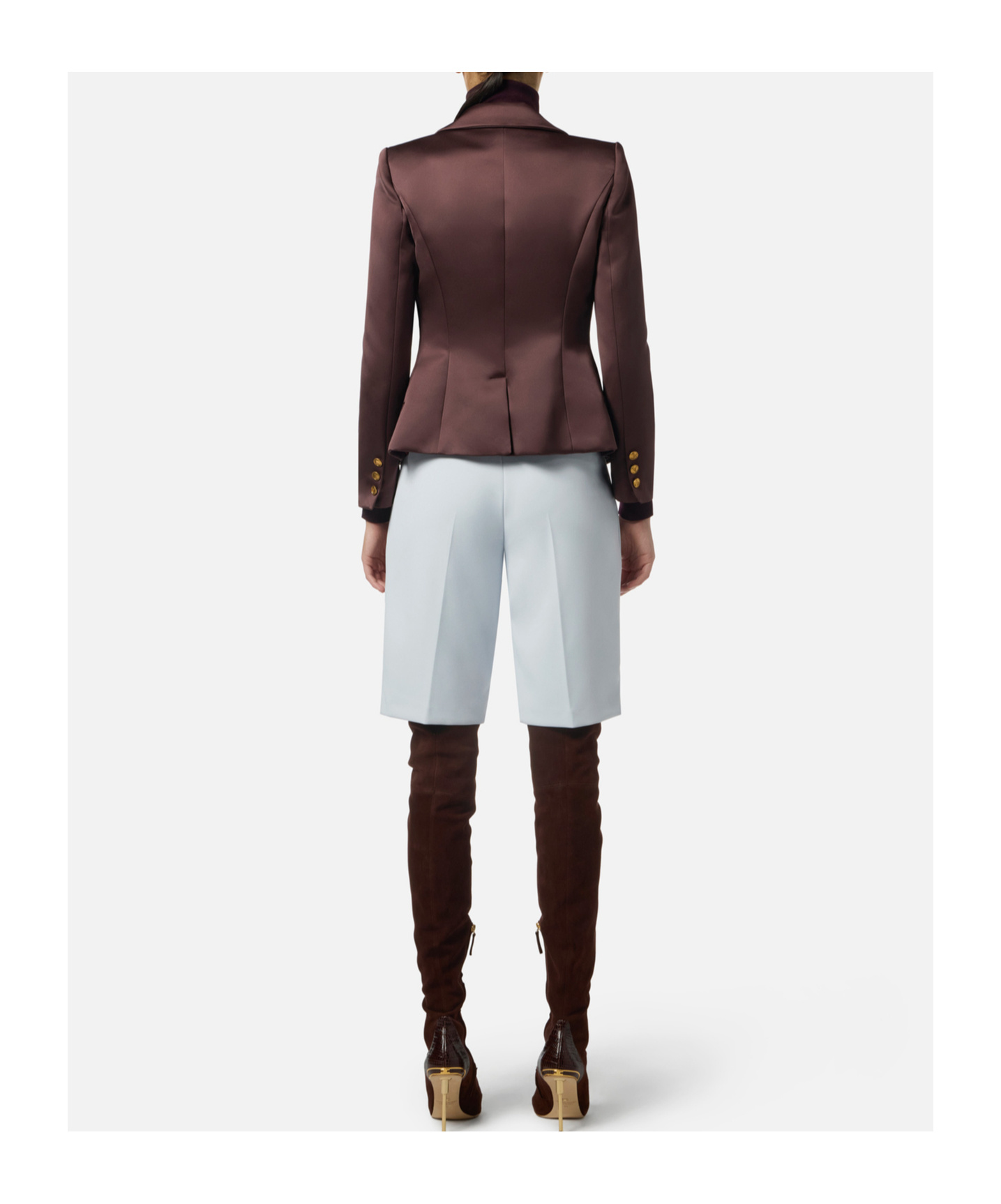Elisabetta Franchi Duchess Satin Jacket With Jewel Buttons In Red