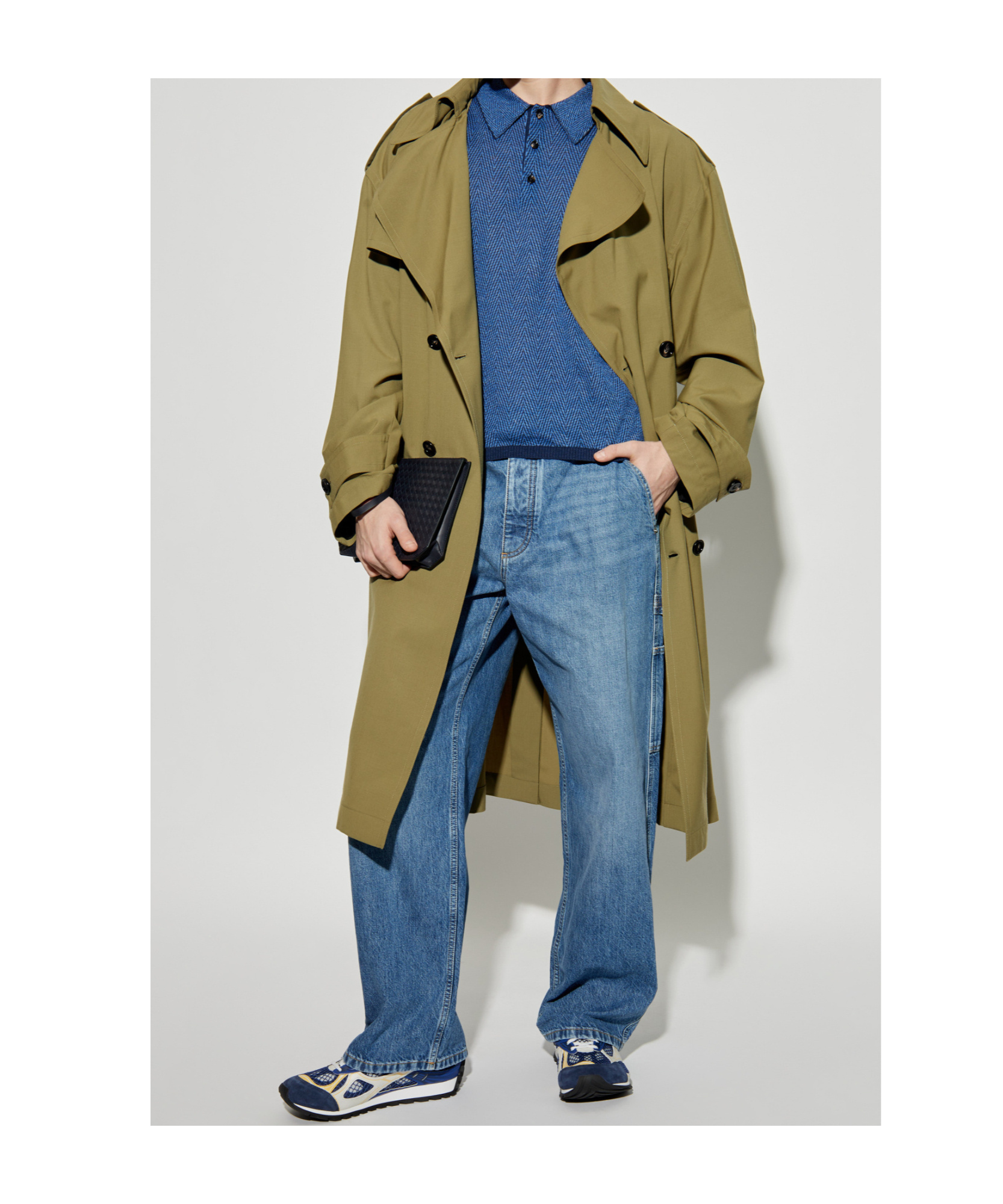 Bottega Veneta Mens Double-breasted Wool Trench Coat Algae In Green