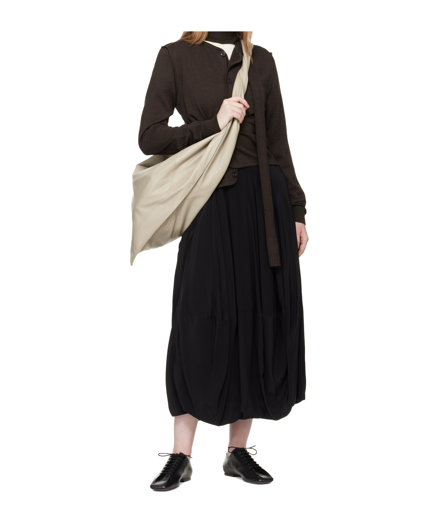 Lemaire Large Scarf Shoulder Bag In Brown