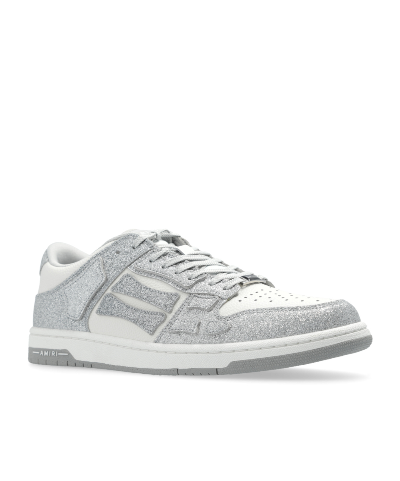 Amiri Skel Top Glitter Panelled Sneakers In Gray