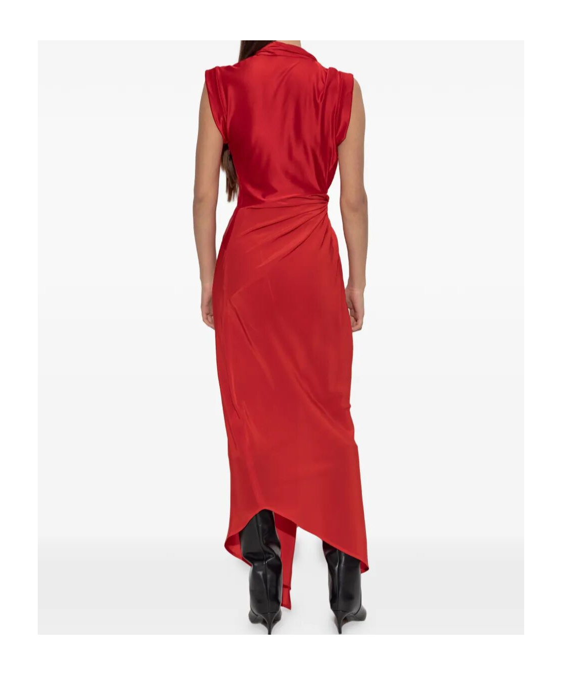 Victoria Beckham Womens Cardinal Red Asymmetric Plunge Stretch-woven Maxi Dress