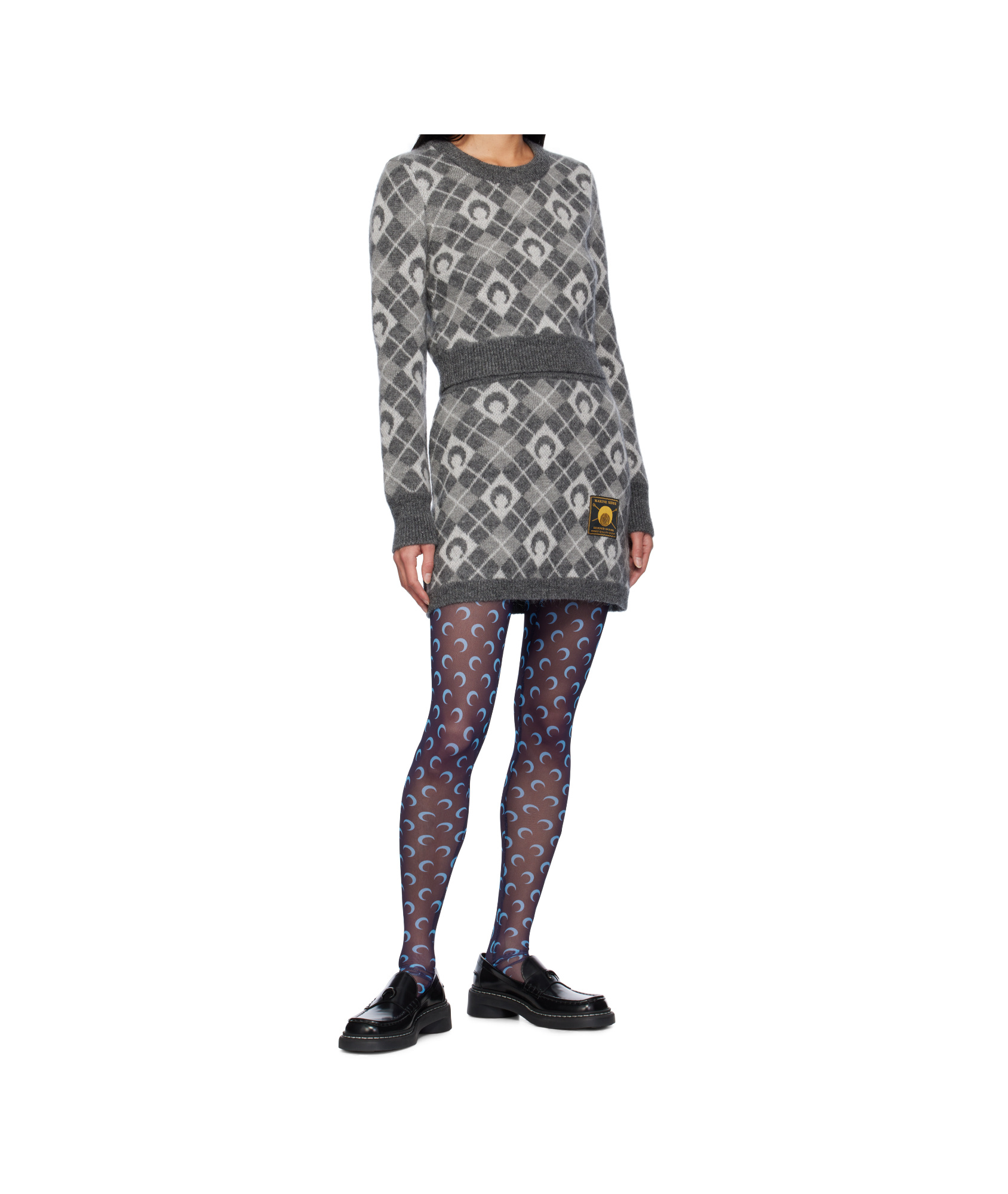 Marine Serre Elastic Waist Skirt In Gray