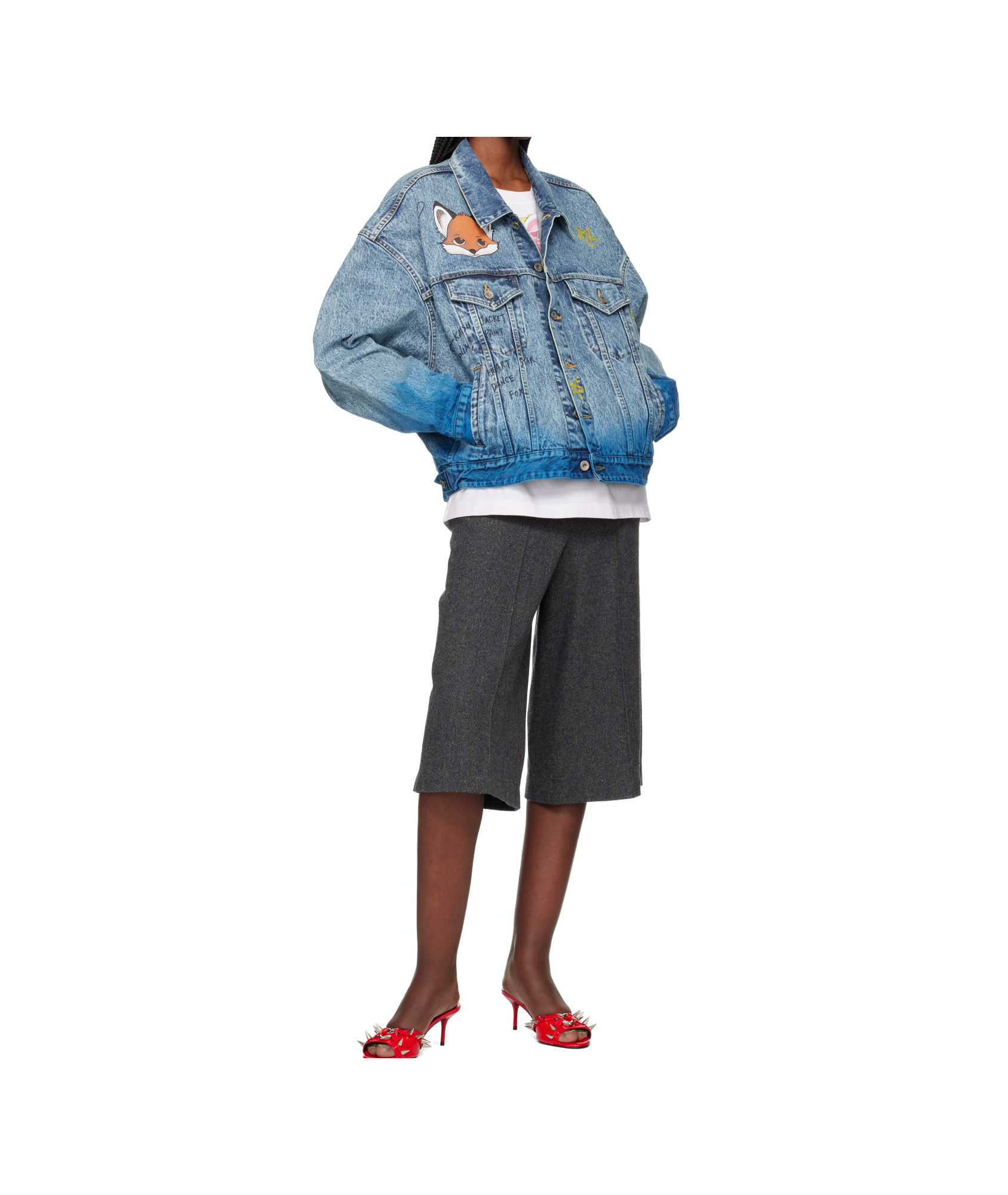 Doublet Anime Hand-printing Denim Jacket In Blue