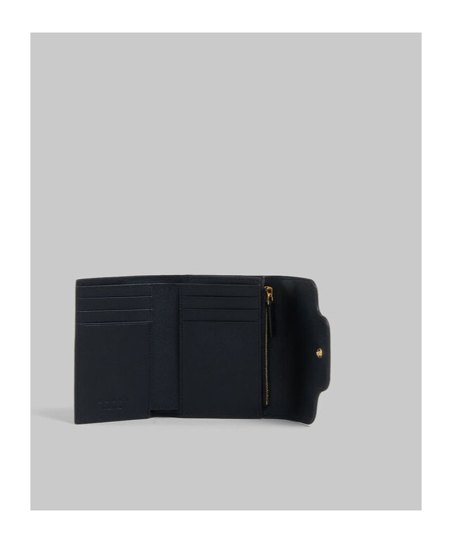 Marni Black Leather Trunkaroo Trifold Wallet In Black