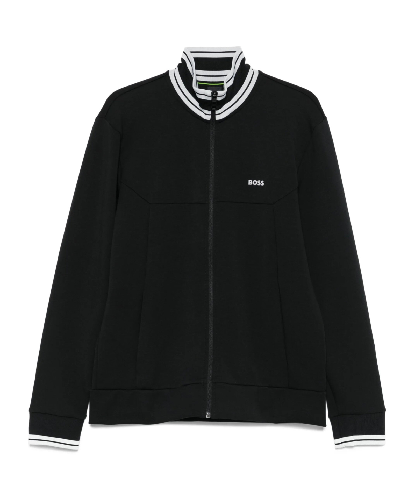 Hugo Boss Zip-up Sweatshirt With Striped Trims In Black
