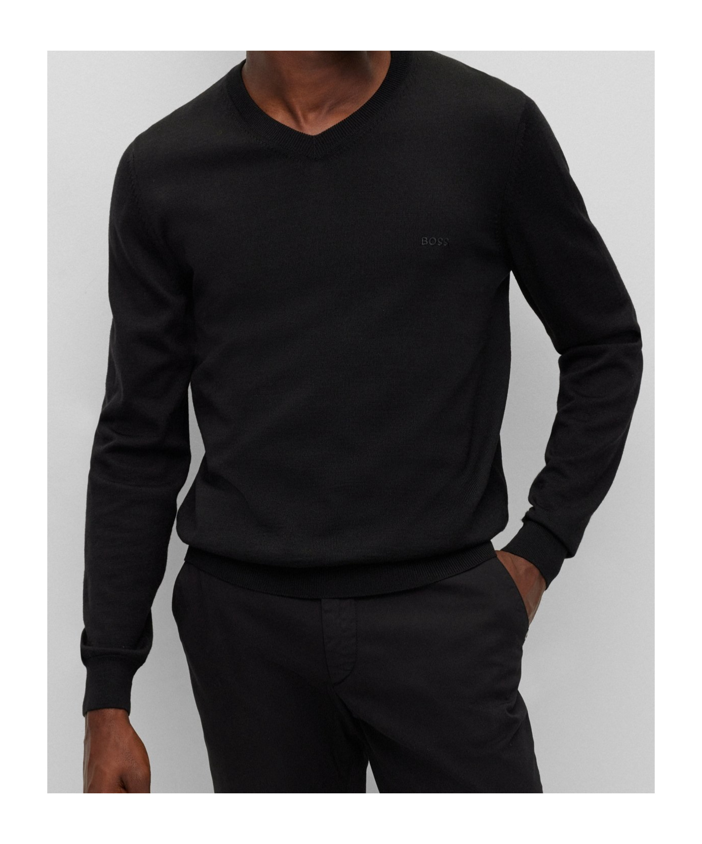 Hugo Boss Cotton-jersey Regular-fit Sweatshirt With Embroidered Logo In Black