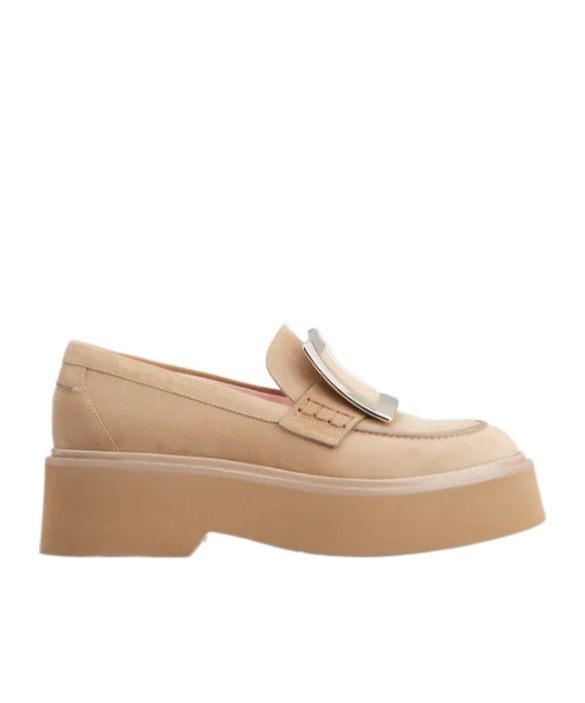 Roger Vivier Viv Rangers High Metal Loafer In Nude