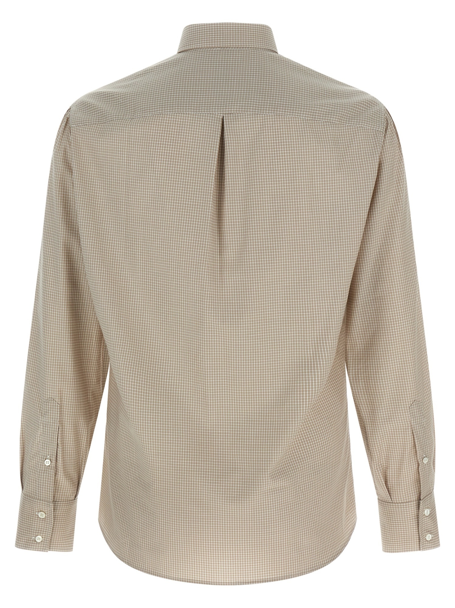 Brunello Cucinelli Long Sleeve Button-down Collar Check Shirt In Neutral