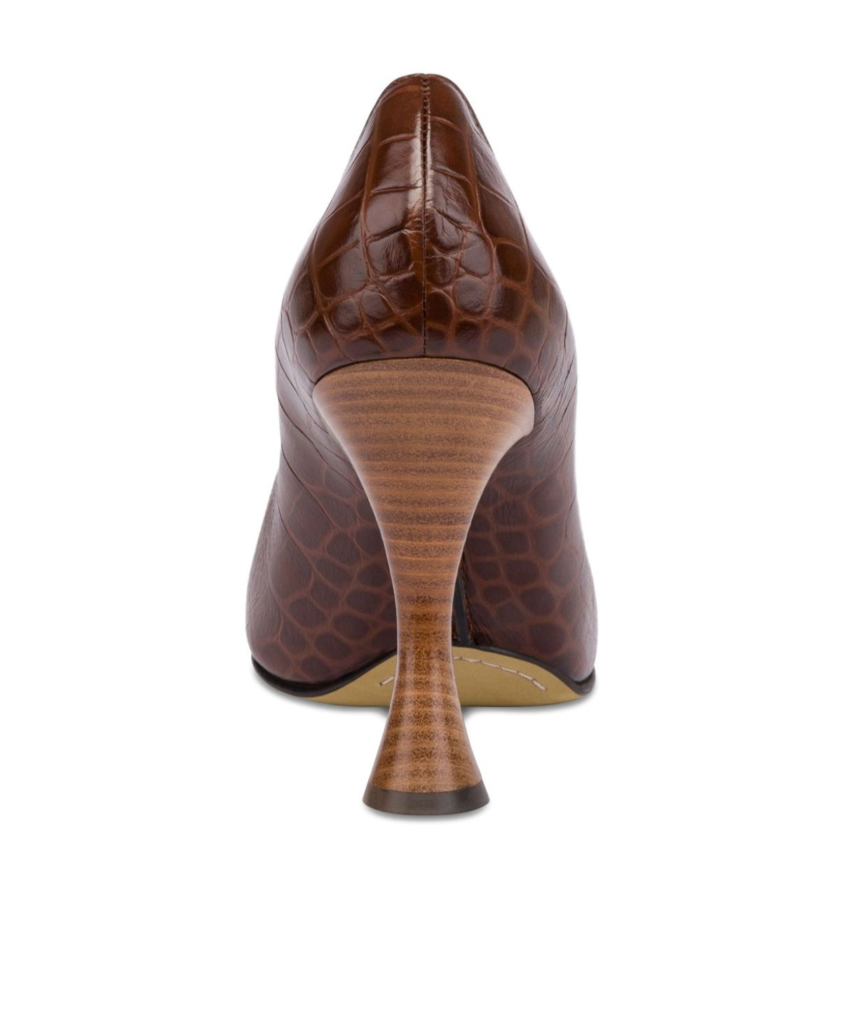 Moschino Crocodile-embossed Square-toe Pumps In Brown