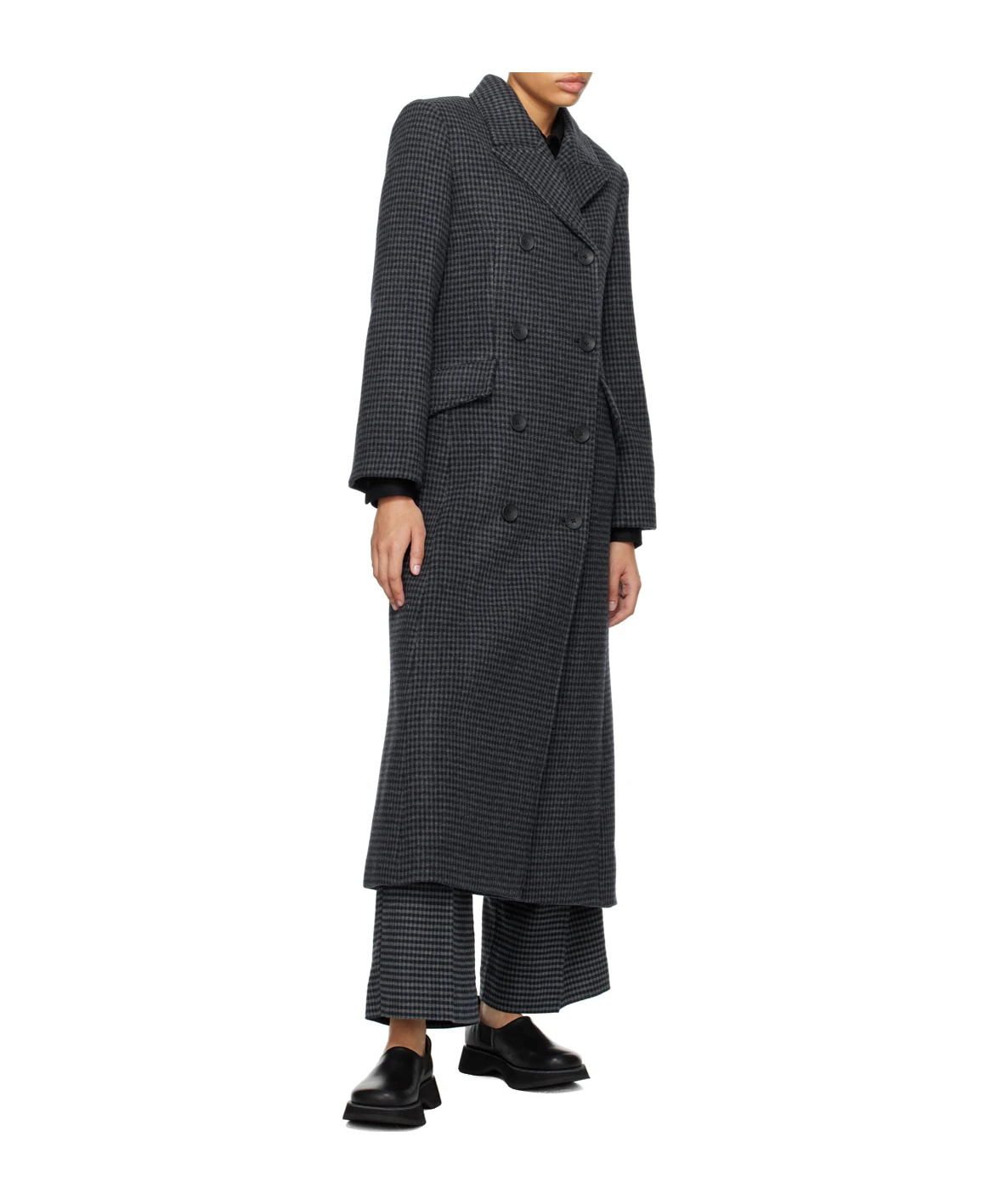 Shop By Malene Birger Gardeniia Checked Long Coat In Black