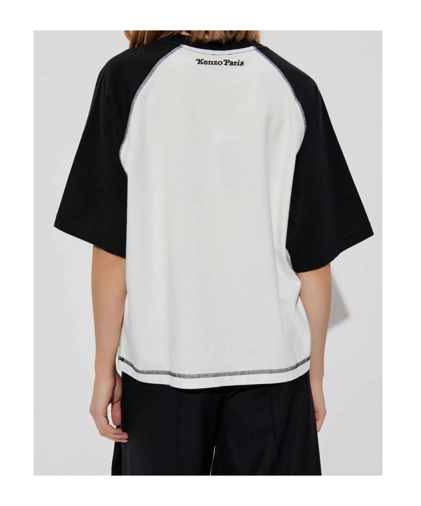 Kenzo Open-necked Black Shirt In White