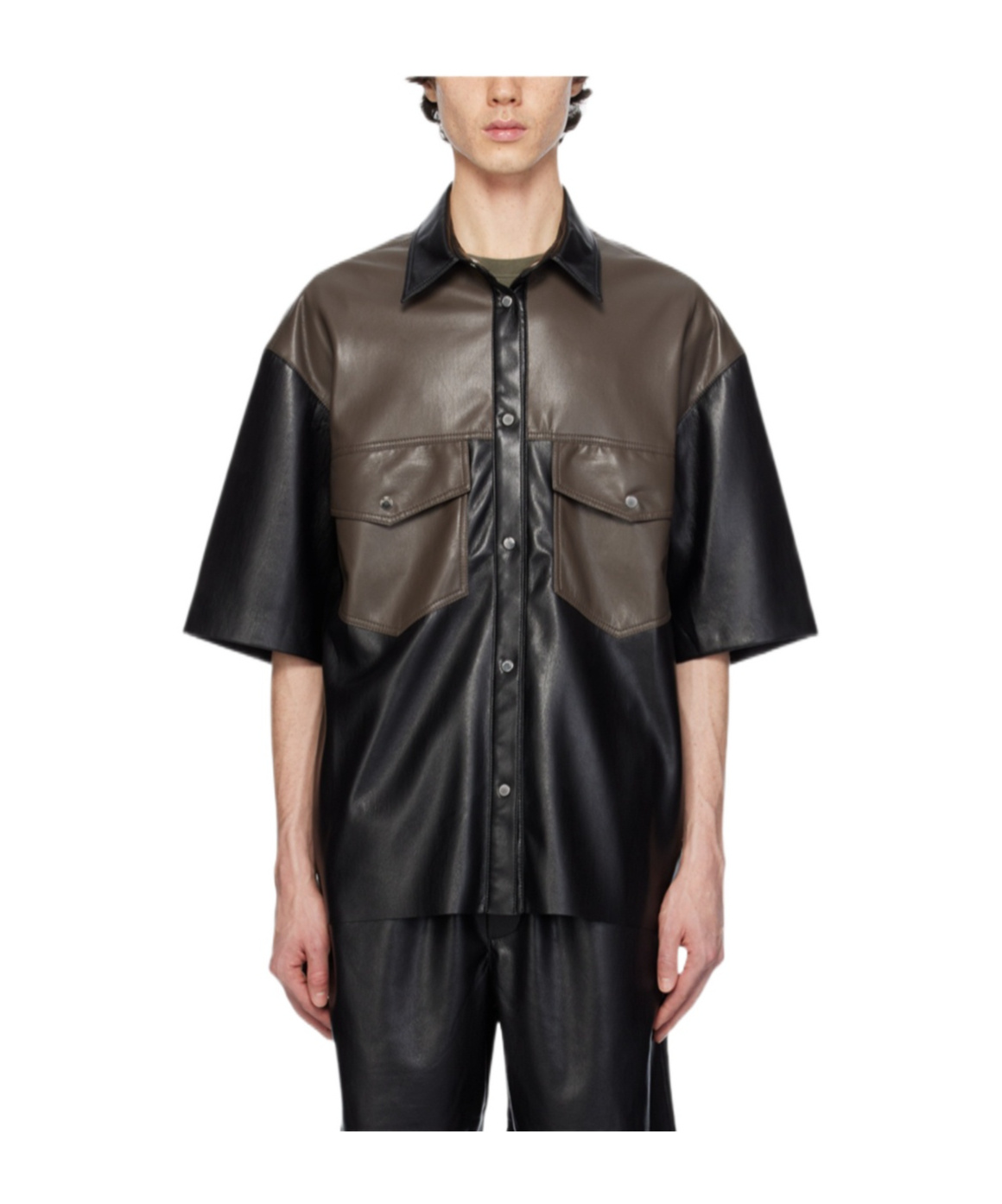 Nanushka Faux-leather Shirt In Black