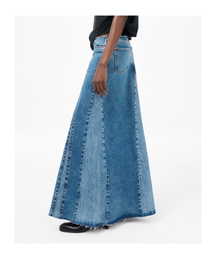 Our Legacy Rebel Panelled Frayed Maxi Skirt In Blue