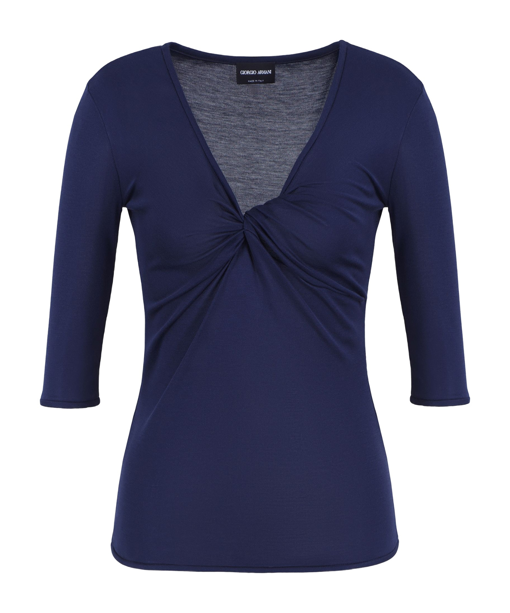 Giorgio Armani Official Store Silk-viscose Jersey V-neck Jumper In Blue