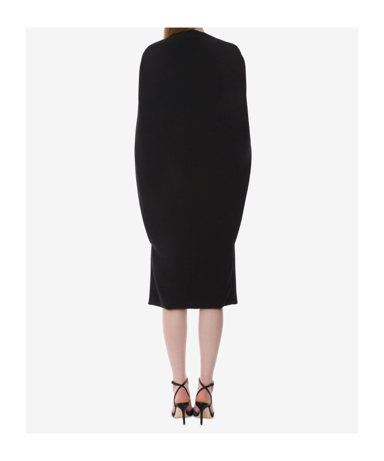 Alberta Ferretti Stretch Cady Cape Dress In Black