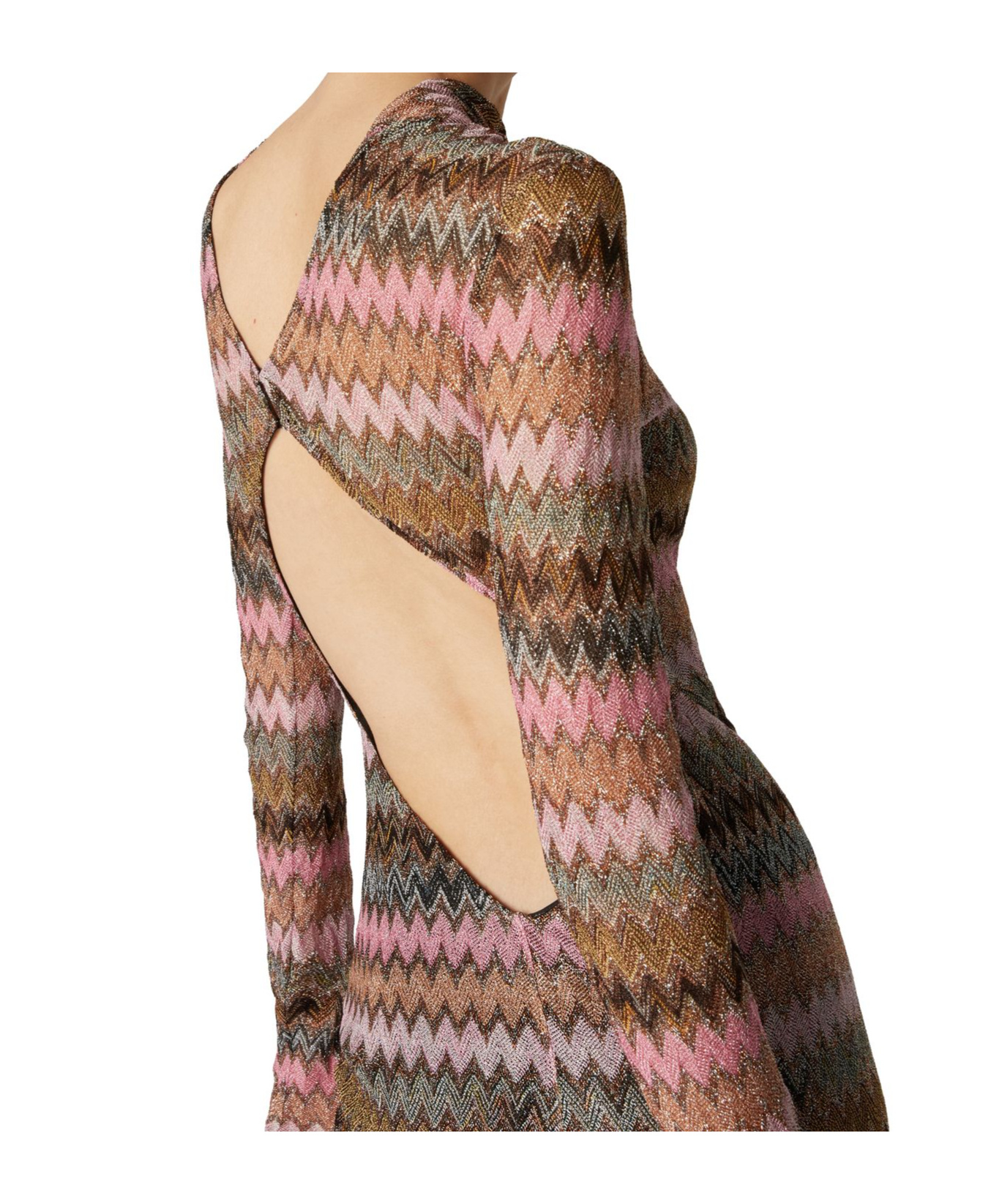 Shop Missoni Long Sleeve Dress In Brown