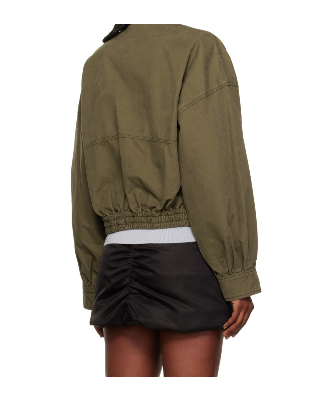 We11 Done Khaki Leather Collar Jacket In Brown