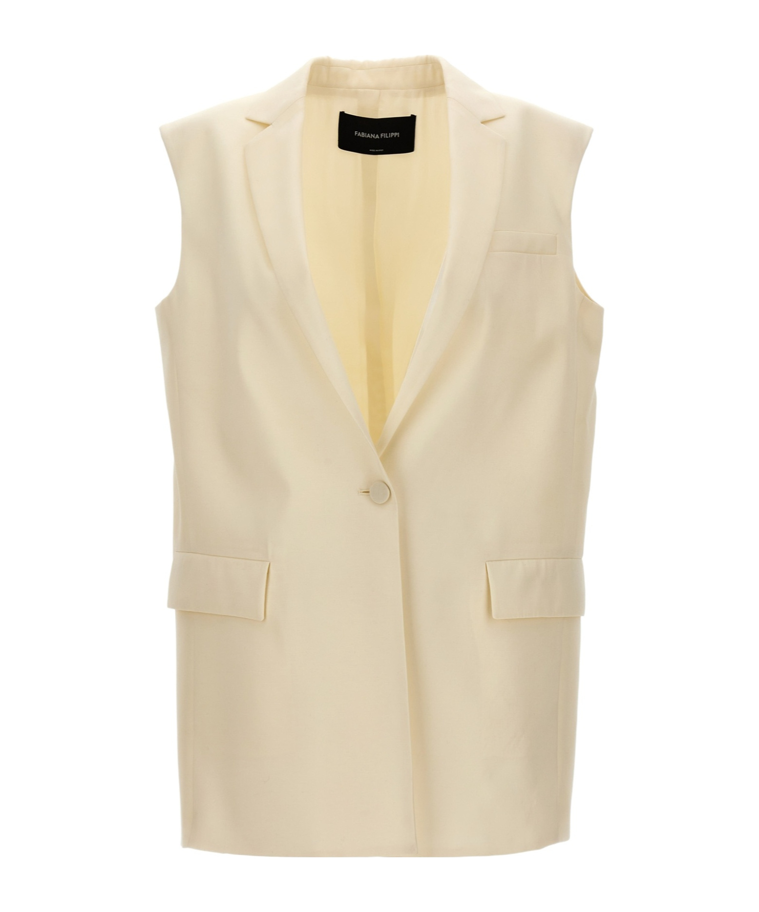 Fabiana Filippi Single-button Straight Wool-silk Vest In Nude