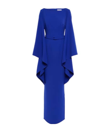 Safiyaa London Boat N Flared Belted Maxi Dress In Blue