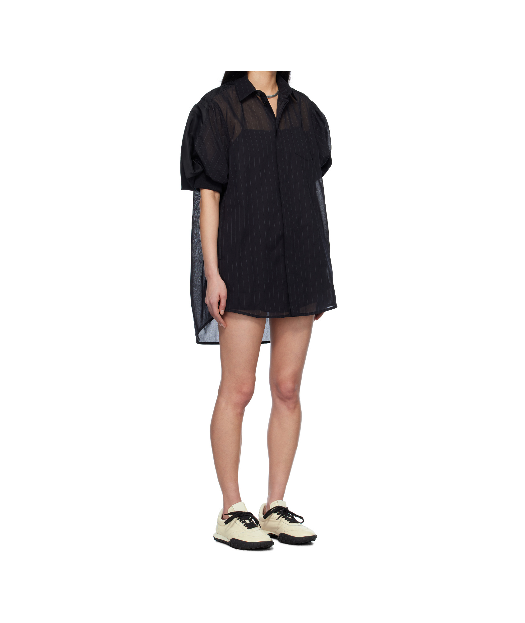 Sacai Pinstripe Dress In Black