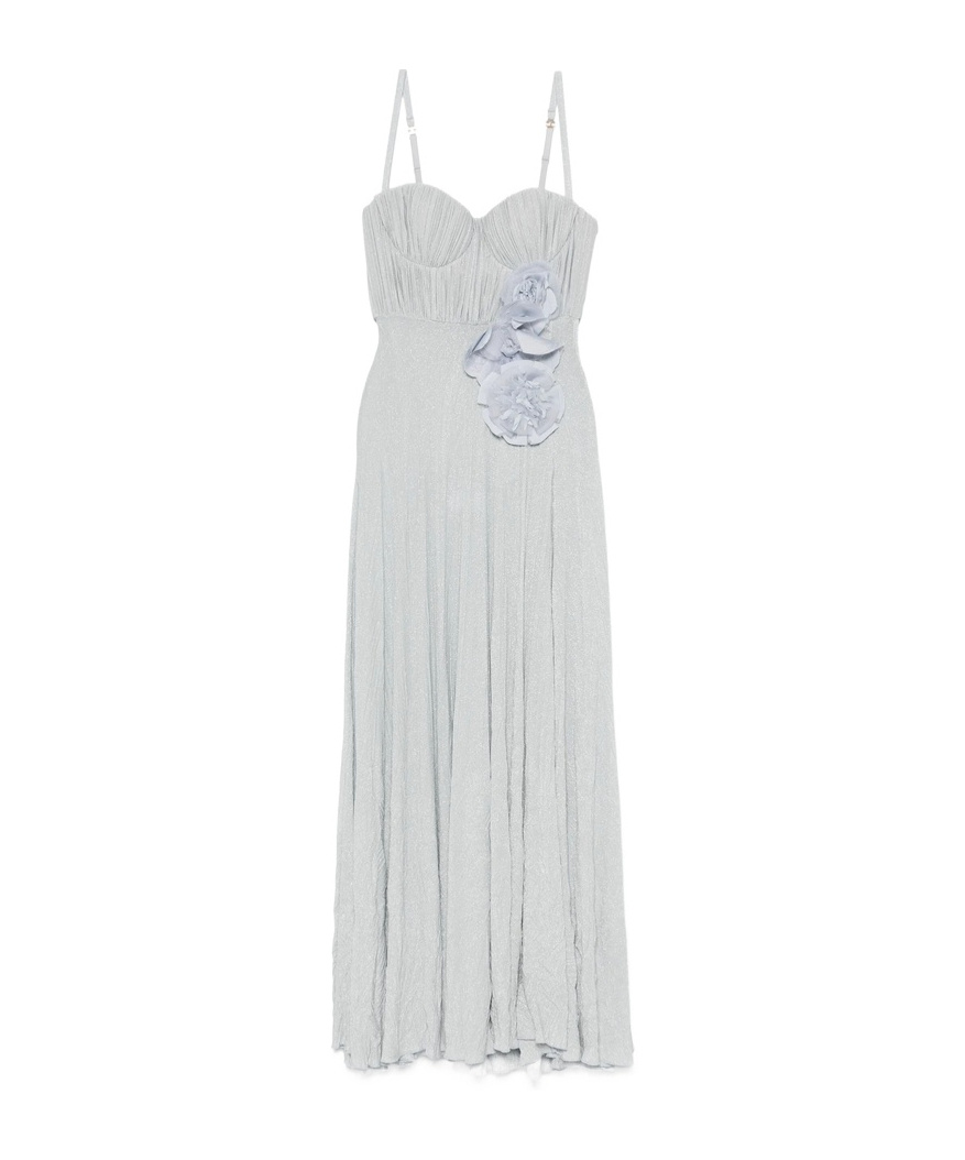 Elisabetta Franchi Maxi Dress With Sweetheart Neckline In Sky Blue