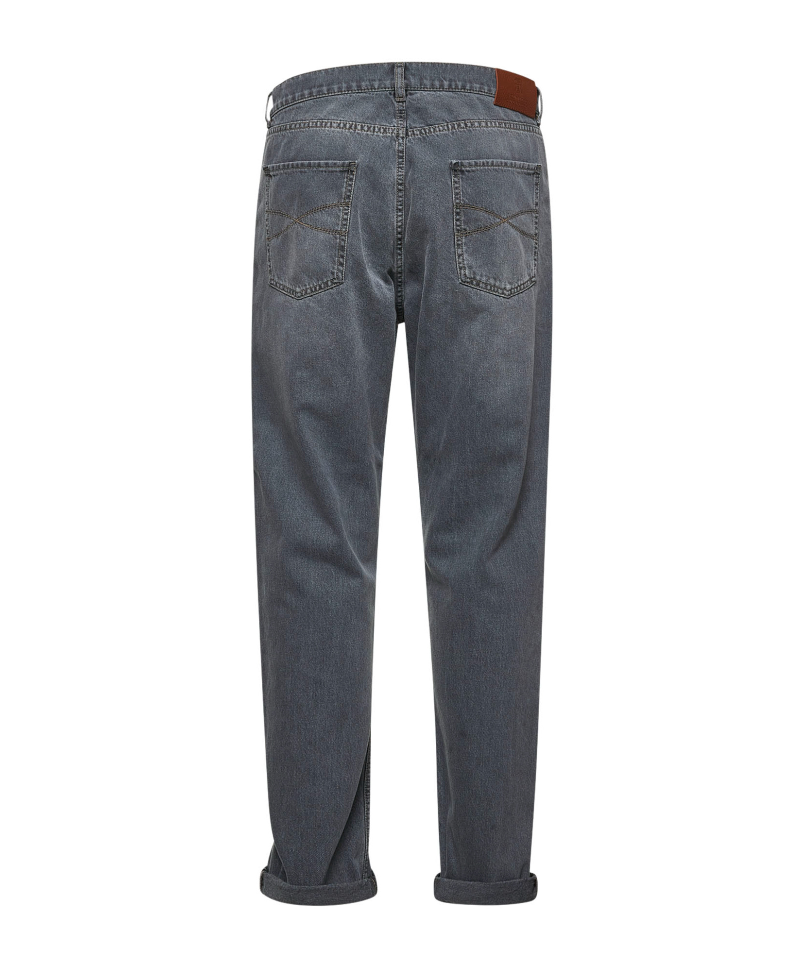 Brunello Cucinelli Belt Loop Denim Trousers In Gray
