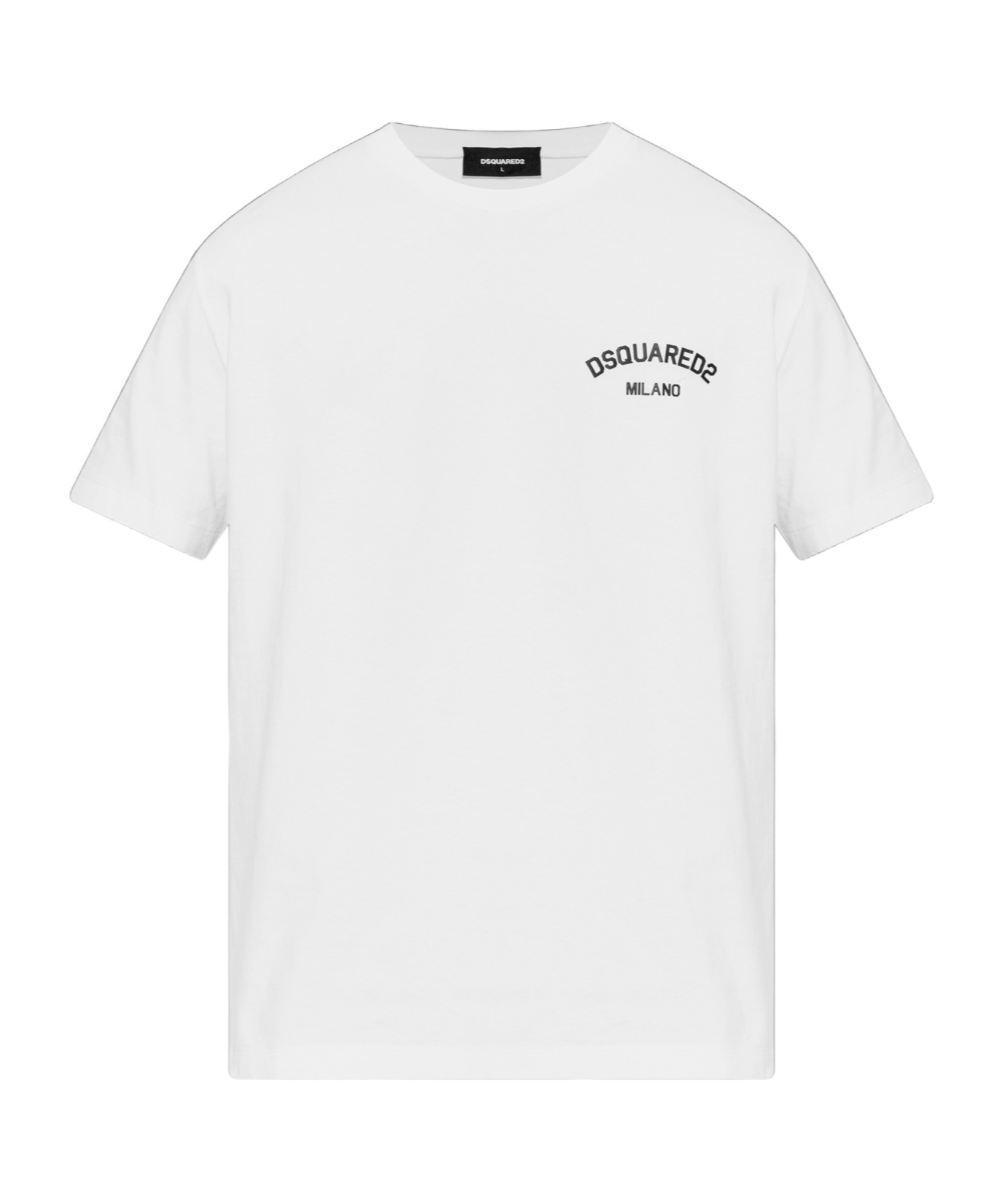 Dsquared2 Men White Crewneck T-shirt With Logo Lettering On The Front In Cotton Man In White