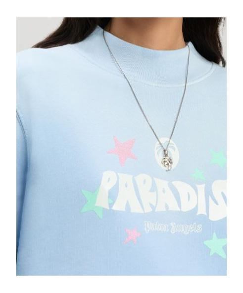 Palm Angels Paradise Fitted Crewneck Sweatshirt In Blue