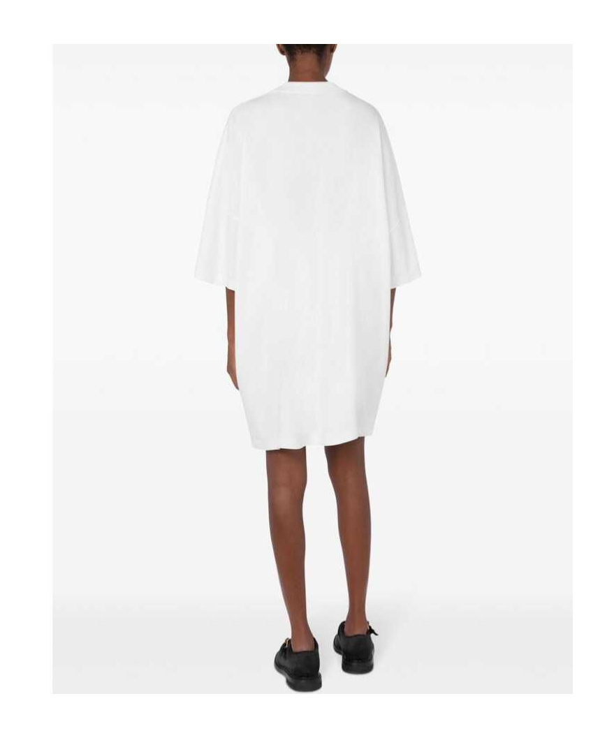 Shop Moschino Logo-print Cotton Dress In White