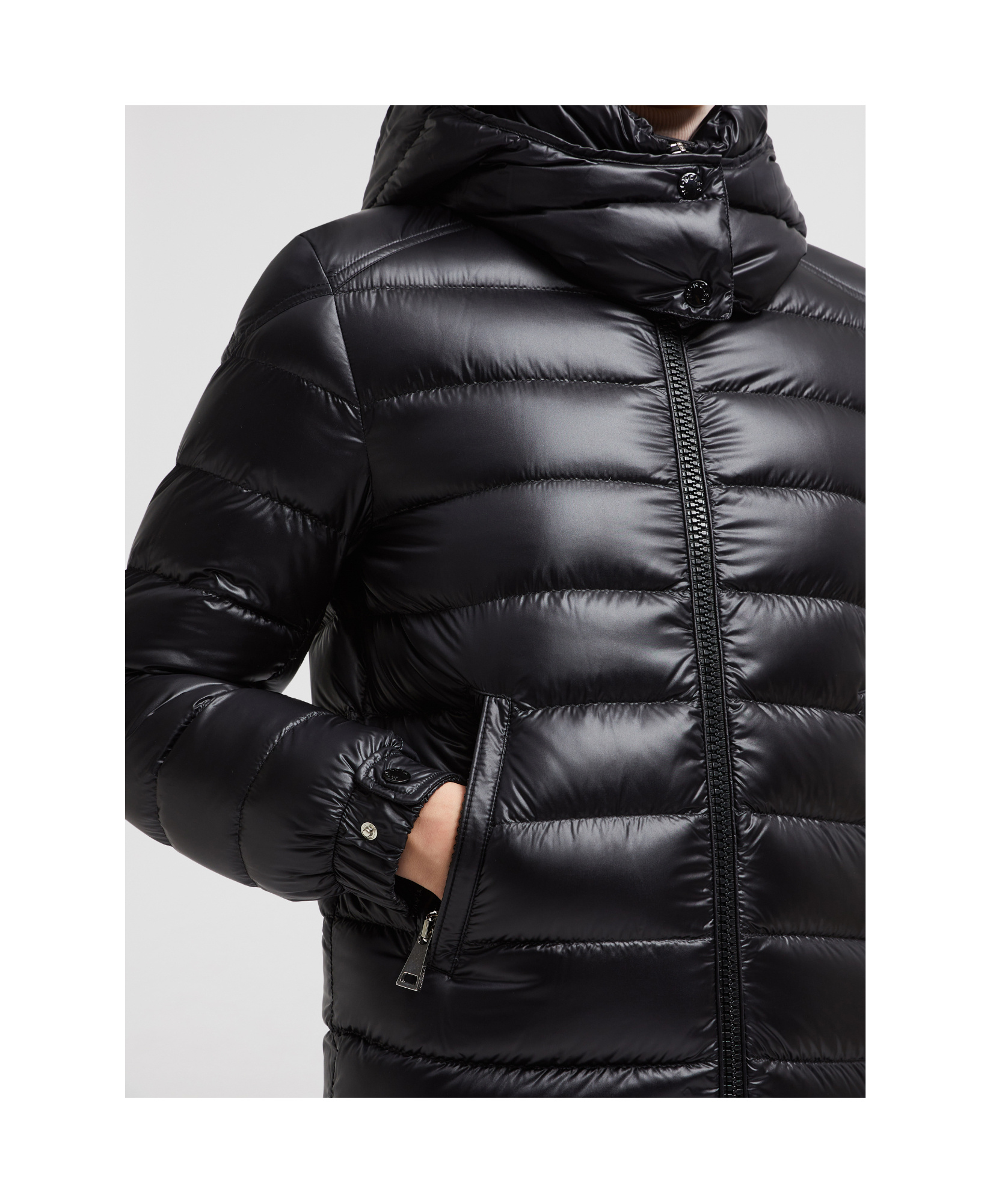 Moncler Bady Hooded Short Down Jacket Black In Black