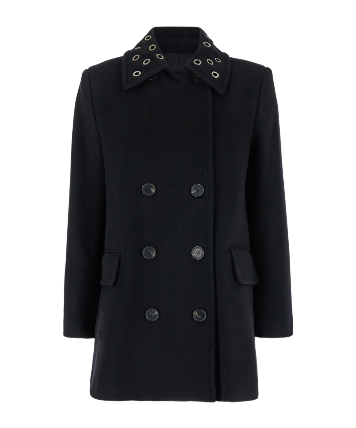 Msgm Long-sleeved Coat In Black