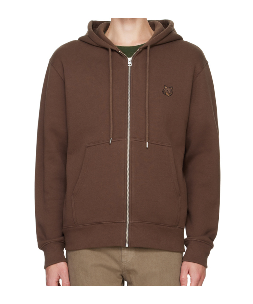 Maison Kitsuné Long-sleeved Hoodie In Brown