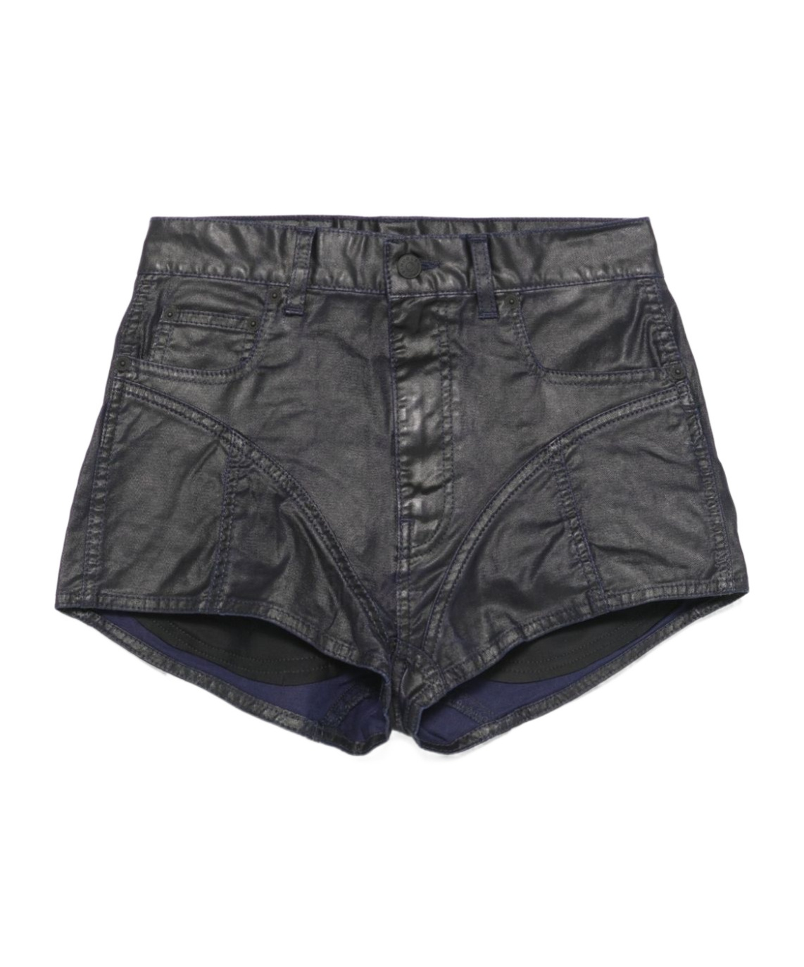 Mugler Straight Patchwork High-rise Shorts In Black