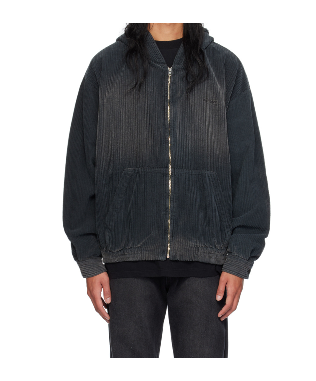 We11 Done Zippered Hooded Sweatshirt In Black