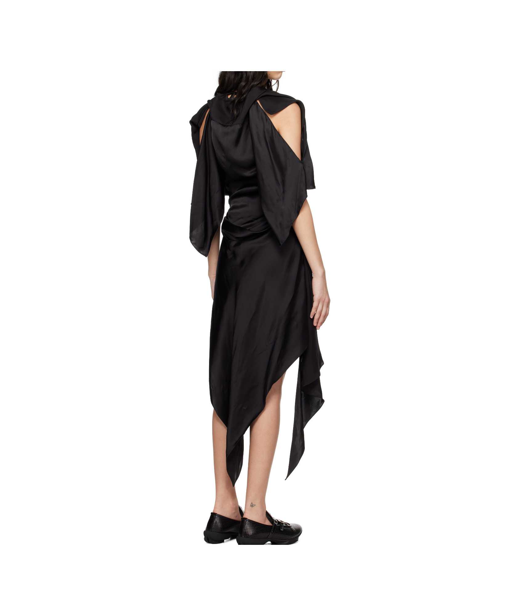 Kiko Kostadinov Black Fornax Draped Midi Dress In Black