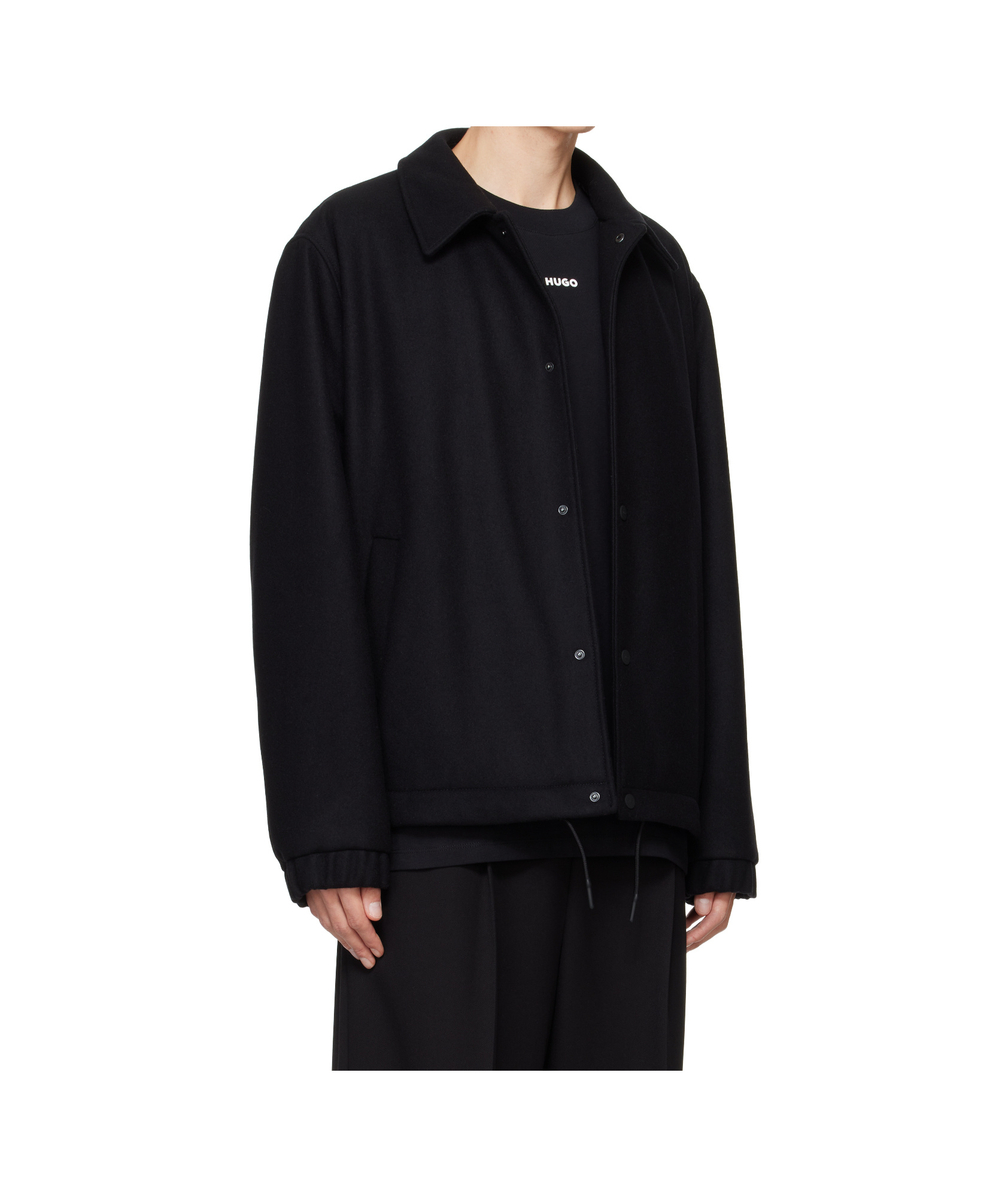 Hugo Boss Water-repellent Bomber Jacket With Rubberized Logo In Black