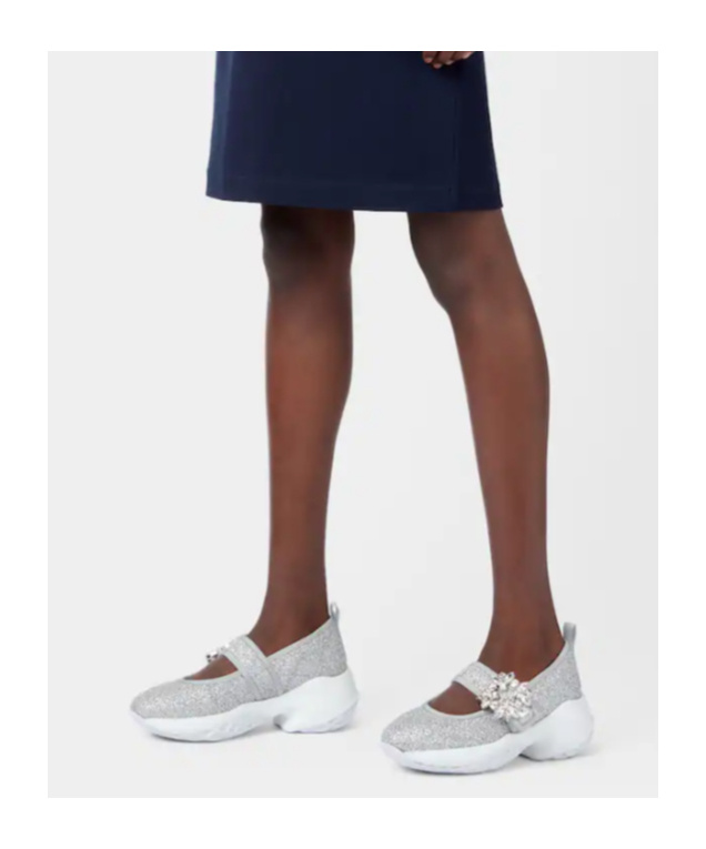 Roger Vivier Viv' Run Babies Sneakers In Lurex In Gray